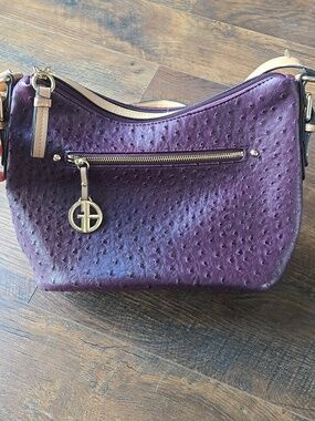 Giani Bernini Purple Faux Ostrich Shoulder Bag